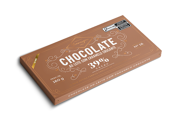 Barra de Chocolate Haenssgen Ao Leite com Caramelo Crocante 39% Cacau 320g