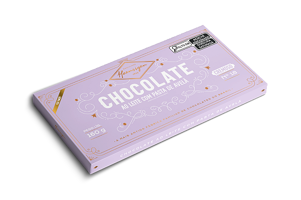 Barra de Chocolate Haenssgen Ao Leite com Pasta de Avelã 320g