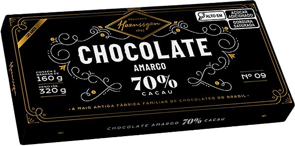 Barra de Chocolate Haenssgen Amargo 70% Cacau 320g