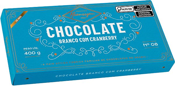Barra de Chocolate Haenssgen Branco com Cranberry 400g