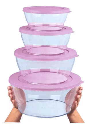 Tupperware Kit Tigelas Clear Lavanda 4 Peças
