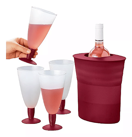 Tupperware Porta Garrafa Com 4 Taças Murano Marsala