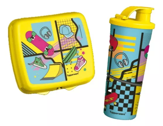 Tupperware Kit Lancheira e Copo Com Bico 470ml Skate