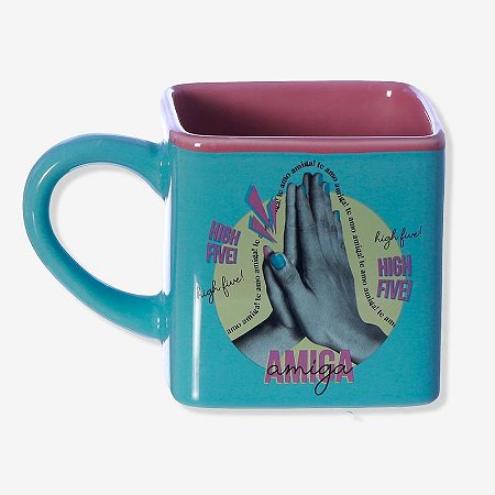 Caneca Cubo High Five 300ml - Amiga Louca - Zona Criativa