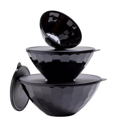 Kit Tupperware Tigela Prisma 3 Peças Onix em Policarbonato #