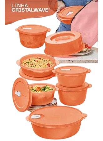Kit Tupperware Cristalwave 2° Geração - 8 Peças Rosado #