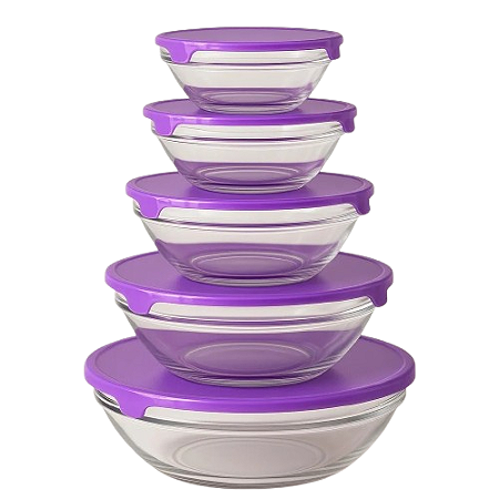 Conjunto de Pote de Vidro com Tampa 5 Peças - Roxo #