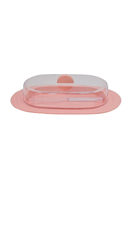 Manteigueira de Acrílico com Tampa e Espátula - Rosa #