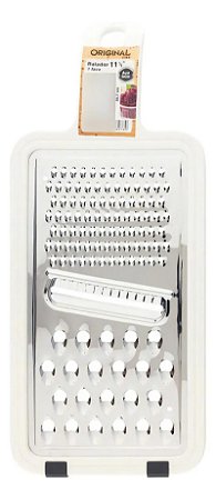 Ralador 1 face de Inox com Pegador Branco - Plástico - Original Line #