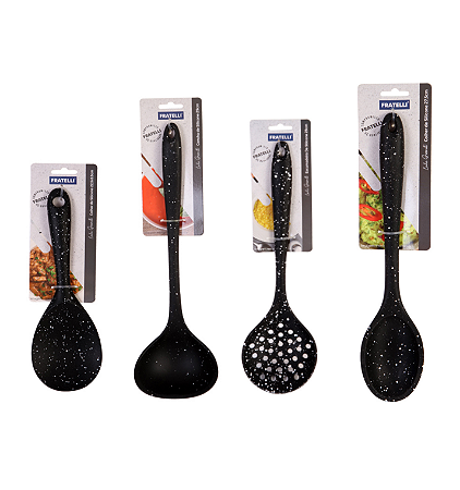 Kit Utensílios de Cozinha 4 Peças Silicone Preto - Fratelli #