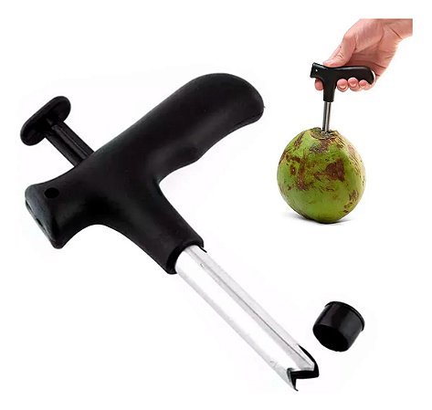 Abridor de Coco Manual Inox com Cabo Preto Plástico - Original Line #