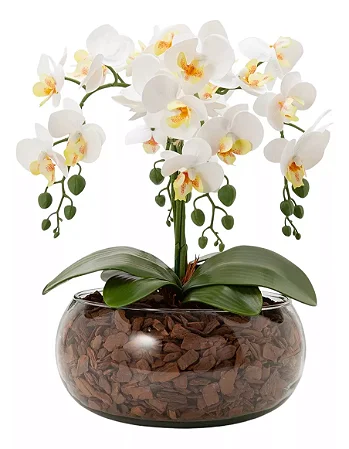 Arranjo 4 Hastes Orquídea Flor Artificial Decoração Realista