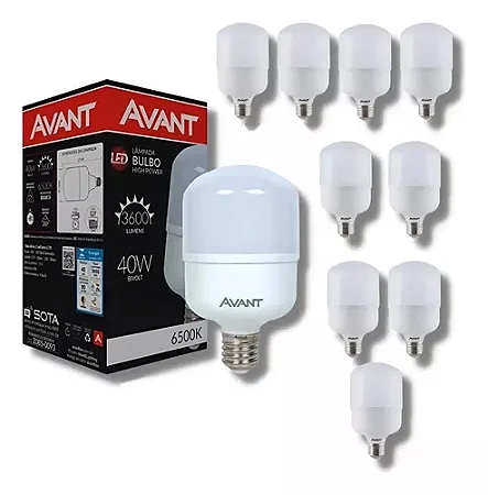 Avant Kit 10 Lâmpadas Led 40w Bulbo E27 6500k Branco Frio Luz Branco-frio 110V/220V