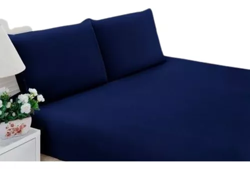 Kit Jogo Lençol Casal Elástico E Fronhas 3pçs 400 Fios Hotel