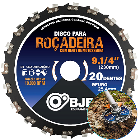 DISCO MOTOSSERRA ROÇADEIRA 20 DENTES AFIADOS FURO 25,4MM