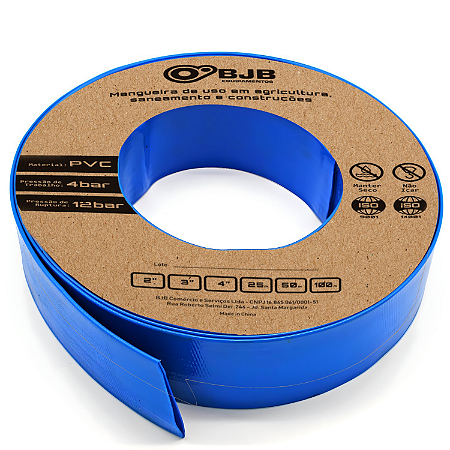 MANGUEIRA CHATA PVC FLAT AZUL 3 POLEGADAS X 25 METROS