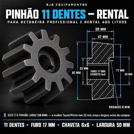 PINHÃO DA CREMALHEIRA BETONEIRA MENEGOTTI RENTAL 400L