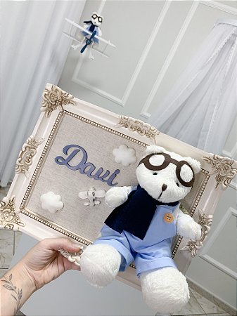 Enfeite de porta maternidade urso aviador