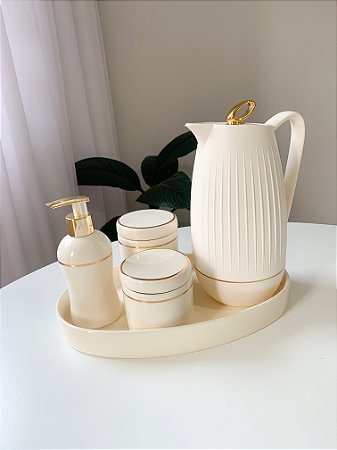 Kit higiene creme com filete de ouro 5 peças