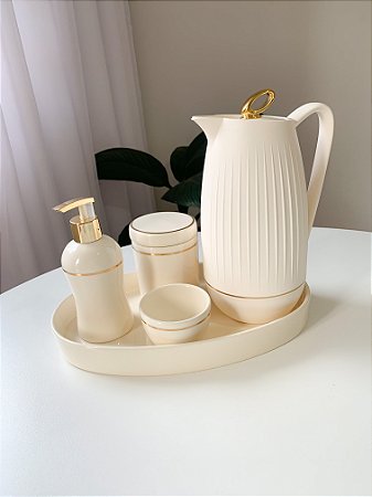 Kit higiene creme com filete de ouro 5 peças