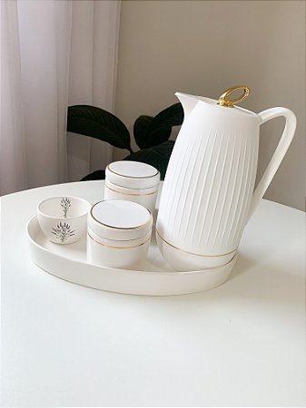 Kit higiene lavanda com filete de ouro 5 peças