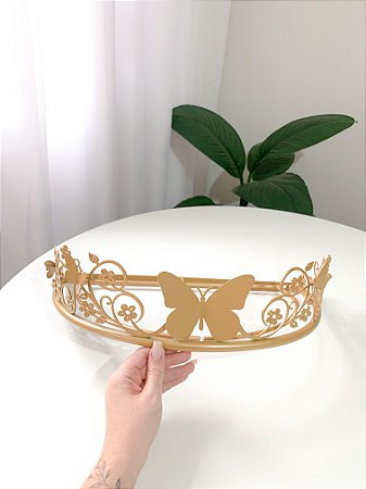 Dossel flores e borboletas dourado
