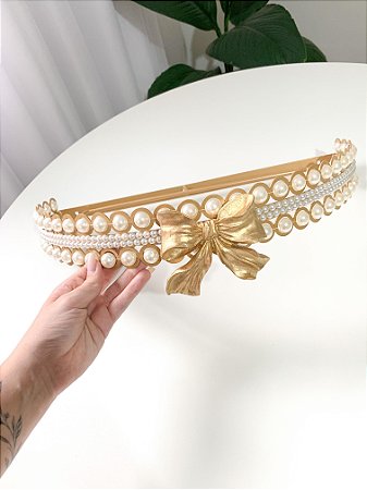 Dossel luxo laço dourado