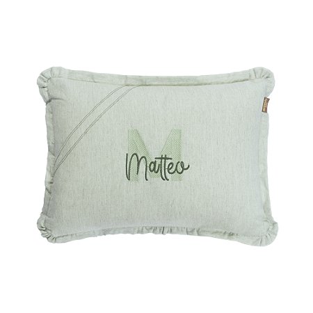 Almofada Personalizada Bordada Batistela Baby Linho Slim verde claro