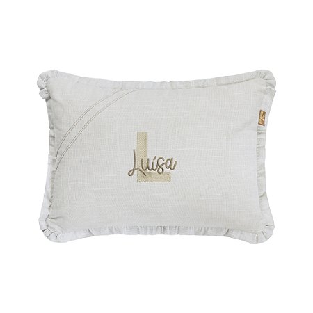 Almofada Personalizada Bordada Batistela Baby Linho Slim bege mescla