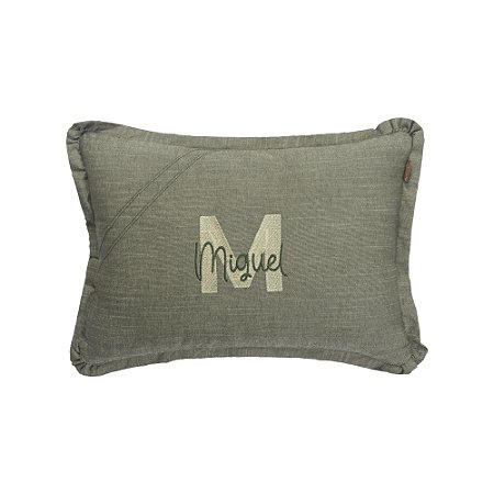 Almofada Personalizada Bordada Batistela Baby Linho Slim verde musgo