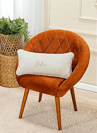 Almofada Personalizada Bordada Batistela Baby Linho bege