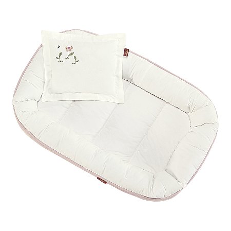 Ninho redutor de berço com travesseiro Batistela Baby Poesia Rosê
