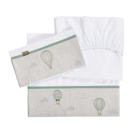 Jogo de Lençol Bordado Batistela Baby Baloon