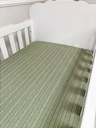 Cobre Leito para berço tricot Verde Oliva