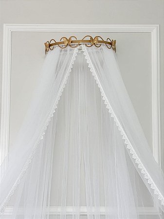 Mosquiteiro micro tule com renda guipir branco