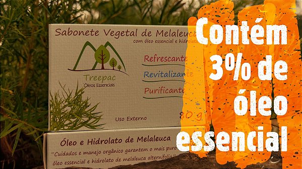 Sabonete Vegetal de Melaleuca com óleo essencial e hidrolato - 80g