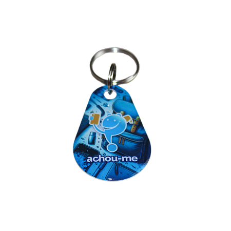 Pingente / Chaveiro "Achou-me?" Gota - Azul - Fixação com argola de aço