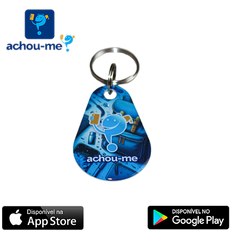 Pingente / Chaveiro "Achou-me?" Gota - Azul - Fixação com argola de aço