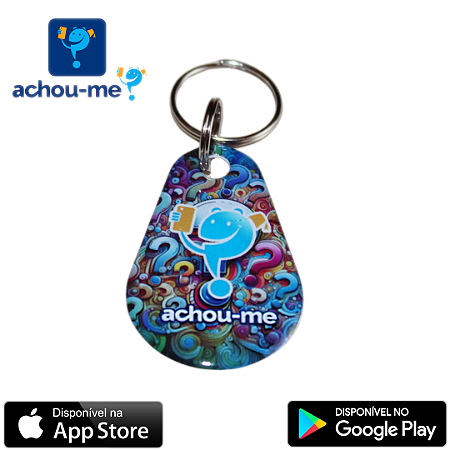 Pingente / Chaveiro "Achou-me?" Gota - Colorida - Fixação com argola de aço