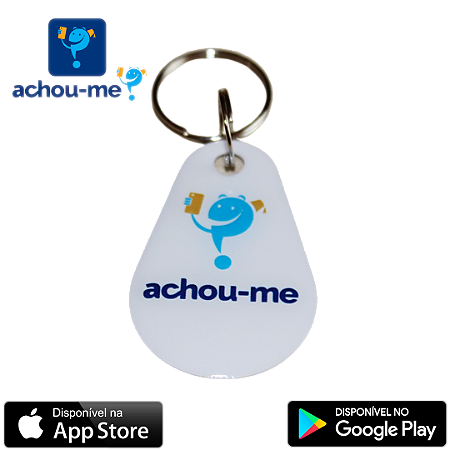 Pingente / Chaveiro "Achou-me?" Gota - Branca - Fixação com argola de aço