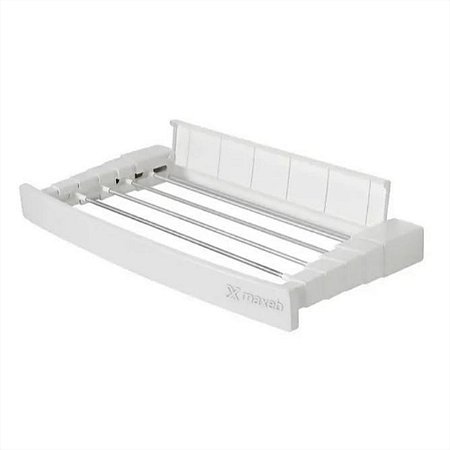 VARAL RETRATIL MÁGICO DE PAREDE PARA ROUPAS EM ALUMÍNIO BRANCO