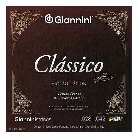 Corda Violão Giannini Genwpa Prateado Alta 65/35