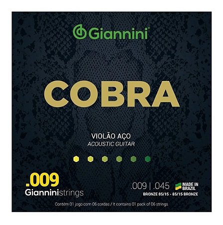 Jogo De Cordas Para Violão Cobra Aço 09 Giannini 85/15