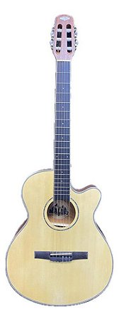 Violão Flat Eletrico Com Afinador Caribe Natural Satin