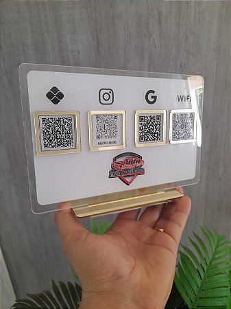 Placa De Pagamento Pix Acrílico Com 3 Qr Code