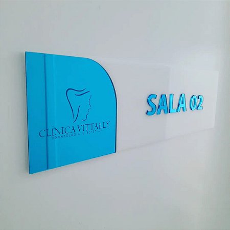 Placa De Porta Indicativa Acrilico Espelhado 30x15 - Kit com 5 unidades