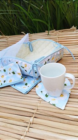conjunto hora do chá - cesta de bolo