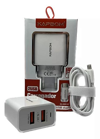 Carregador KapBom 5.1A USB tipo V8