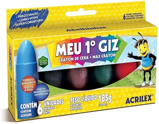 Giz De Cera Jumbo Meu 1º Giz 6 Cores Acrilex