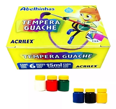 Tinta Tempera Guache 15ml 6 Cores Acrilex